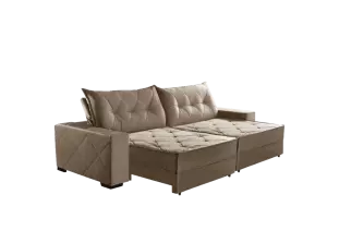 Sofá Retrátil e Reclinável Suede Super Pillow Top com Molas Ensacadas Hollywood