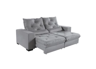 Sofá Retrátil e Reclinável Suede Super Pillow Top com Molas Ensacadas Isis 2,10 a 3,10m