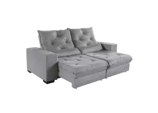 Sofá Retrátil e Reclinável Suede Super Pillow Top com Molas Ensacadas Isis 2,10 a 3,10m