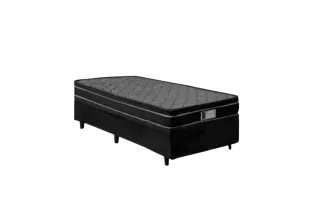 Cama Box Baú Solteiro com Colchão de Molas Ensacadas Preto 