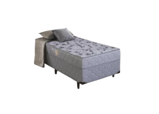 Cama Box Solteiro D28 Ortopédico Cinza Holanda