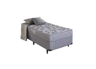 Cama Box Solteiro D28 Ortopédico Cinza Holanda