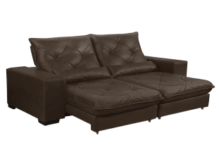 Sofá Retrátil e Reclinável Nobuck Super Pillow Top com Molas Ensacadas Isis