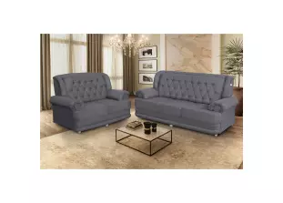 Conjunto de Sofá 2,00 x 1,50m 3 E 2 Lugares Suede Filadélfia Cinza