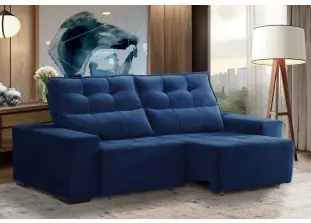 Sofá Retrátil e Reclinável com Molas 1,50m Azul Itália    