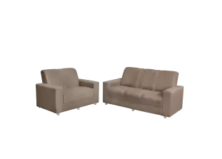 Conjunto Sofá 1,74 x 1,24m 3 e 2 Lugares Suede Roma