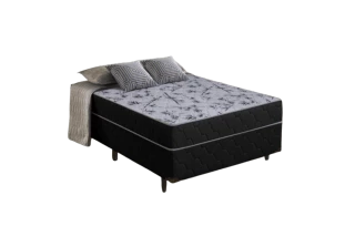 Cama Box Casal com Molas Ensacadas Preto e Cinza Suíça
