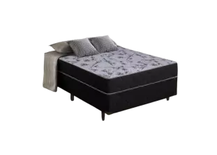 Cama Box Casal com Molas Ensacadas Preto e Cinza Suíça
