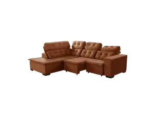 Sofá de Canto Retrátil e Reclinável Suede com Molas Helicoidais 6 lugares Berlim